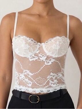 NWOT La Perla Sheer Lace Bustier in Ivory